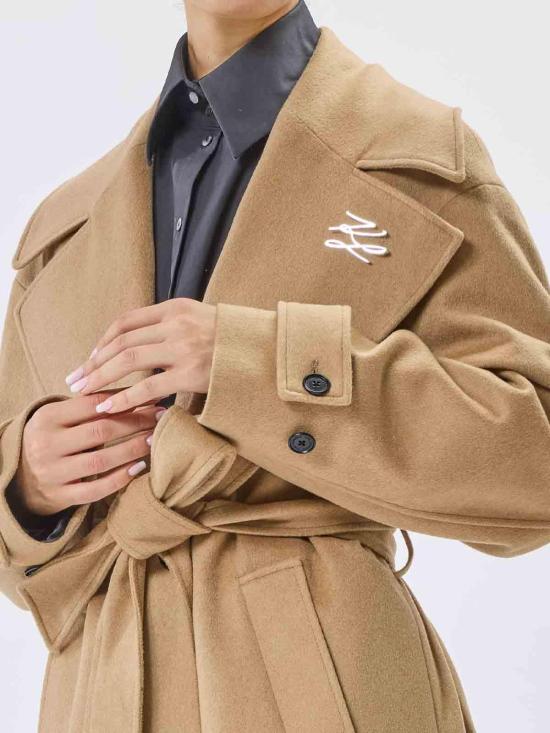 25FW 칼라거펠트 미디 스커트 A3W150101LG Camel - KARL LAGERFELD