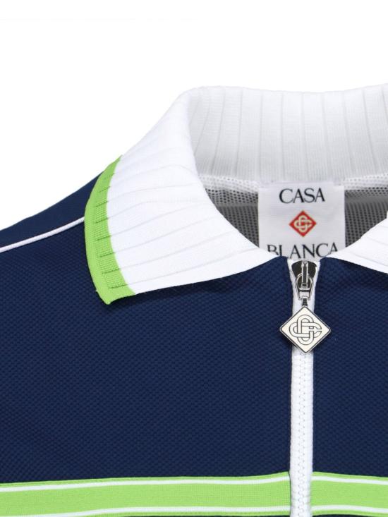 26SS 카사블랑카 집업 니트 M SP26 JTP 391 01NAVY Blue - CASABLANCA