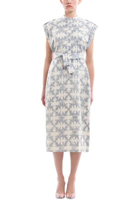  사이드 코베이시 롱 원피스 탈부착 가능한 벨트와 버튼 여밈이 있는 구조적인 미디 린넨 드레스 - SAIID KOBEISY