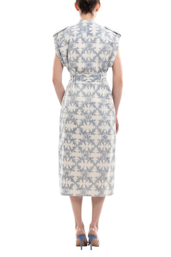  사이드 코베이시 롱 원피스 탈부착 가능한 벨트와 버튼 여밈이 있는 구조적인 미디 린넨 드레스 - SAIID KOBEISY