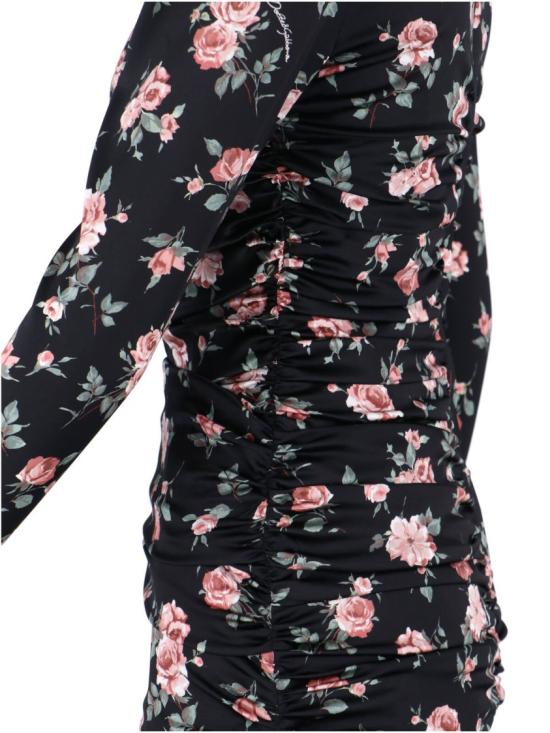 26SS 돌체앤가바나 빈티지 로즈 프린트 드레이프 드레스 F60G3T FSA8HHN5XQ Black - DOLCE & GABBANA