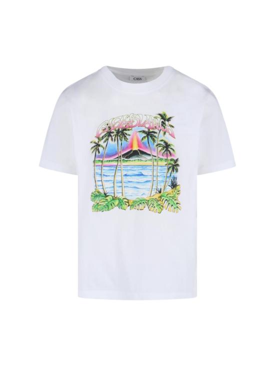  카사블랑카 반팔 티셔츠 M SP26 JTS 001 22 EX BCVOLCANO White