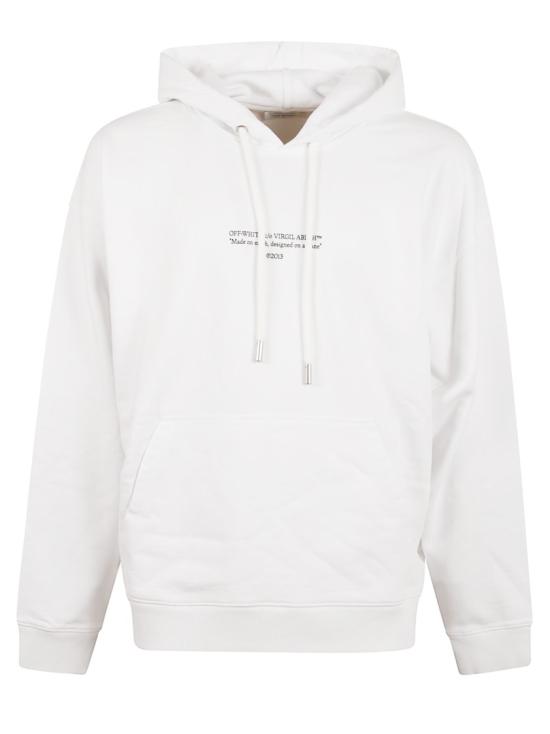 25FW 오프화이트 로고 프린트 캥거루 포켓 후드 티셔츠셔츠 OMBB085F25FLE0160110 White