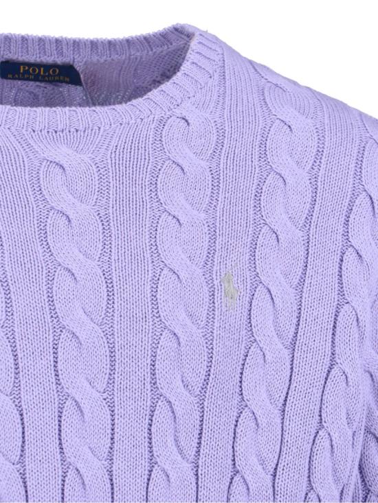 26SS 폴로 랄프로렌 로고 자수 케이블 니트 스웨터 710 775885531 Purple - POLO RALPH LAUREN
