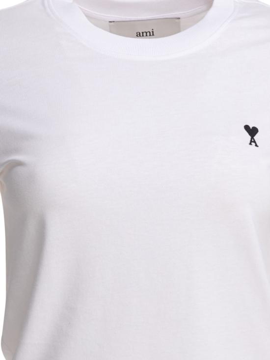  아미 스몰 하트 로고 코튼 크롭 티셔츠 FTS347 724 White - AMI