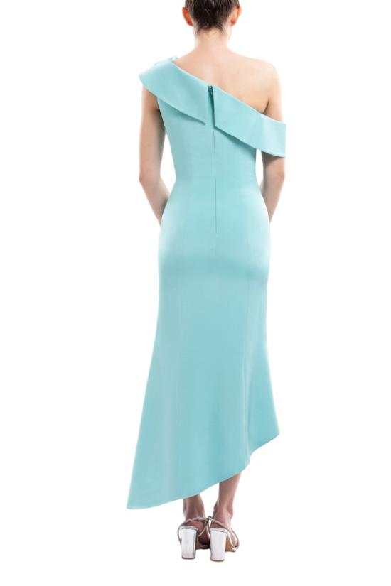  사이드 코베이시 원피스 탈부착 가능한 꽃 장식이 있는 비대칭 디자인의 안티구아 샌드 미디 드레스 - SAIID KOBEISY