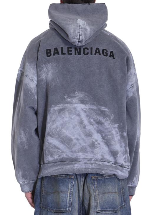25FW 발렌시아가 미디엄 핏 후드 티셔츠 767877TRVI9 8499 Grey - BALENCIAGA