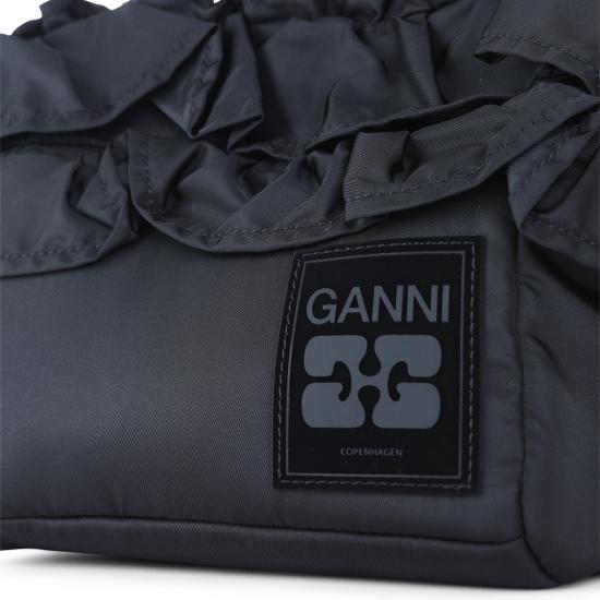 26SS 가니 미니 러플 디테일 쇼퍼백 A7187099 Black - GANNI