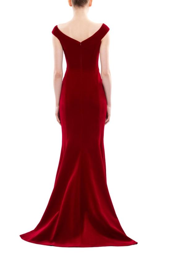  사이드 코베이시 원피스 스쿠터 벨벳 소재의 머메이드 컷 오프숄더 롱 드레스 - SAIID KOBEISY