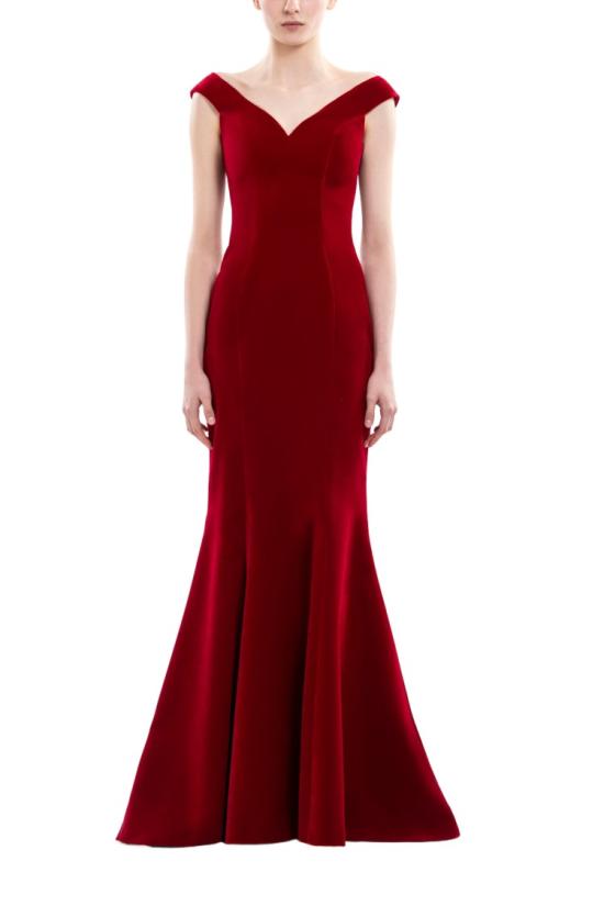  사이드 코베이시 롱 원피스 스쿠터 벨벳 소재의 머메이드 컷 오프숄더 롱 드레스 - SAIID KOBEISY