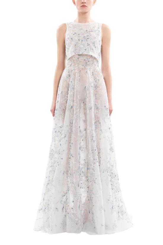  사이드 코베이시 롱 원피스 정교한 자수 장식이 돋보이는 오프화이트 맥시 드레스 - SAIID KOBEISY