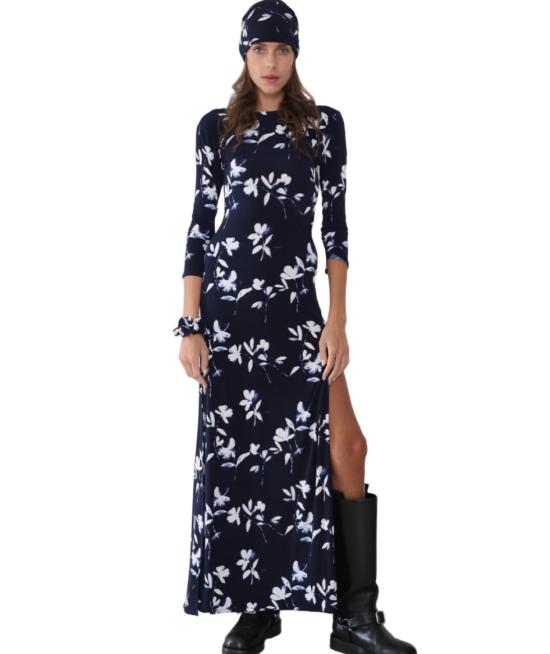25SS Hawa Made From Love 원피스 마하 나이트 블루 플로럴 맥시 드레스