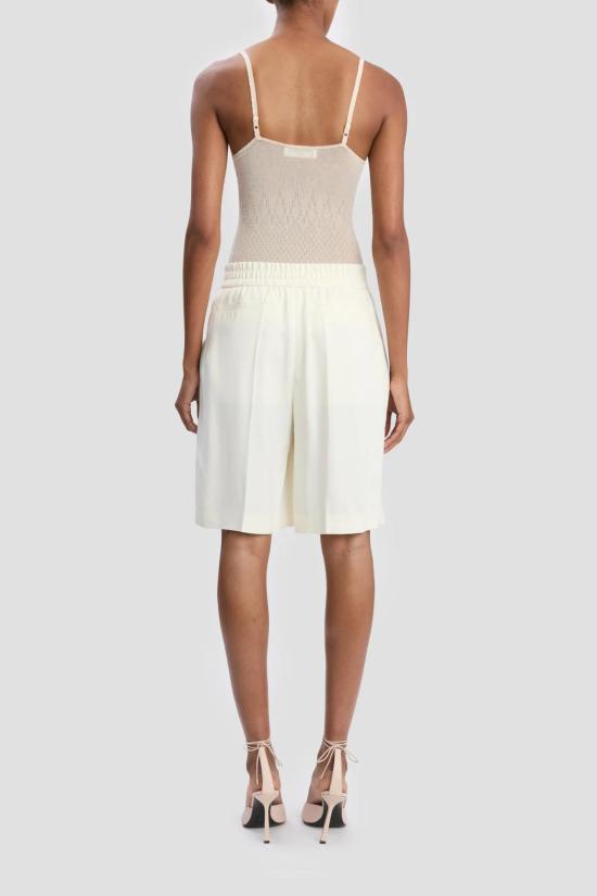  빅토리아 베컴 숏팬츠 테일러드 플루이드 트윌 쇼츠 아이보리 - VICTORIA BECKHAM