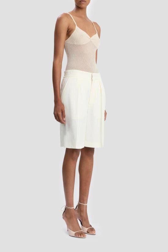  빅토리아 베컴 숏팬츠 테일러드 플루이드 트윌 쇼츠 아이보리 - VICTORIA BECKHAM