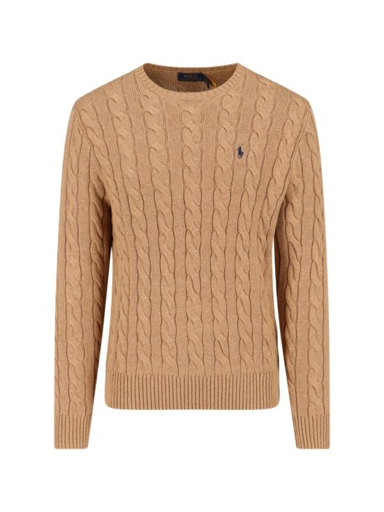 26SS 폴로 랄프로렌 로고 자수 케이블 니트 스웨터 710 775885014 Brown