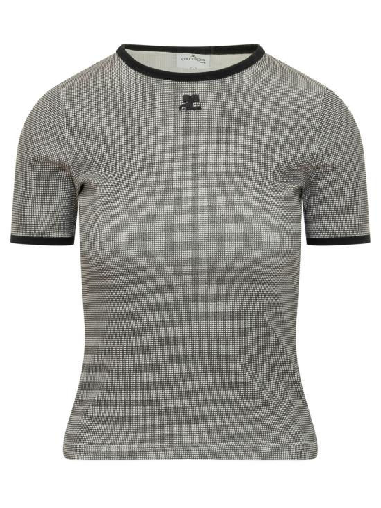 26SS 쿠레쥬 반팔 티셔츠 126JTS017JS0223 B217 HOUNDSTOOTH BLACK