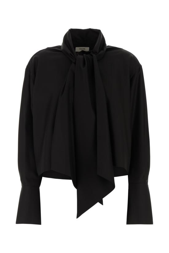 26SS 셀린느 크롭 라발리에르 셔츠 RC0950H25 38NO Black