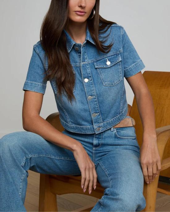  [키즈] 라장스 자켓 키즈  커스티 반반 크롭 재킷 칼라바사스 - L'AGENCE