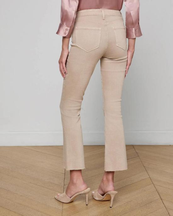  라장스 데님 팬츠 켄드라 H/R 크롭 플레어 진 비스킷 - L'AGENCE