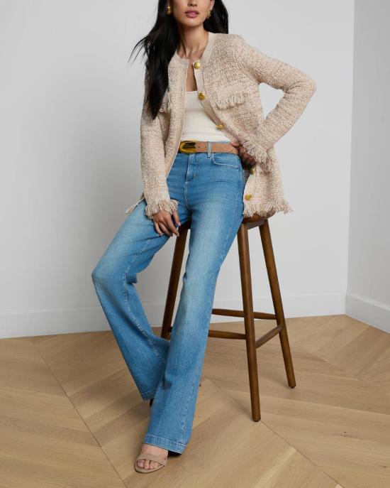  라장스 가디건 카스토리아 프린지 트림  내추럴 멀티 부클 - L'AGENCE