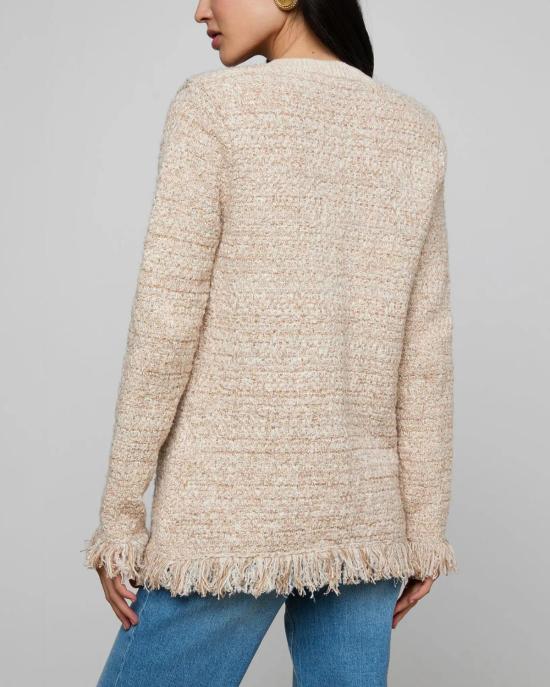  라장스 가디건 카스토리아 프린지 트림  내추럴 멀티 부클 - L'AGENCE