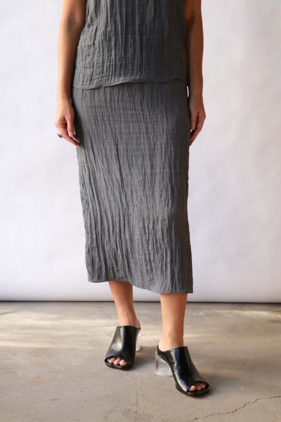  티비 미디 스커트 크링클 슬립 스커트 다크 그레이 - TIBI