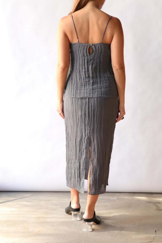  티비 미디 스커트 크링클 슬립 스커트 다크 그레이 - TIBI