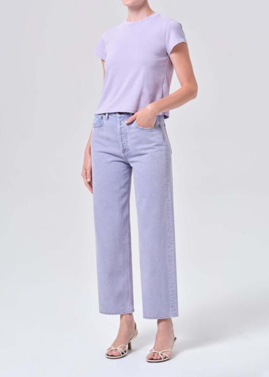  에이골디 반팔 티셔츠 Agolde Adine 슈렁큰 티셔츠 라일락 - AGOLDE