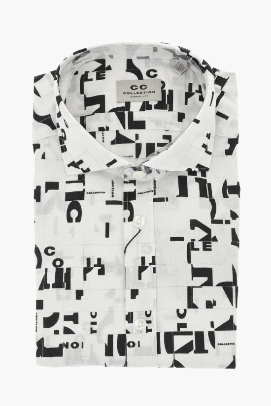  꼬르넬리아니 긴팔 셔츠 93PXL3 9320272 080 Black White