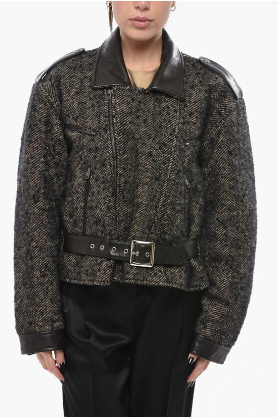  알13 코트 R13WR334 R428A BLACK HERRINGBONE Black