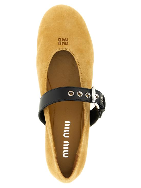 26SS 미우미우 스웨이드 발레리나 5F625EF005008F0151 Beige - MIU MIU