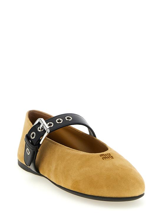 26SS 미우미우 스웨이드 발레리나 5F625EF005008F0151 Beige - MIU MIU