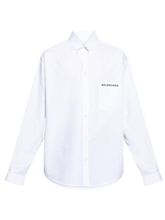 26FW 발렌시아가 패치 라지 핏 셔츠 830979 TRM289000 WHITE
