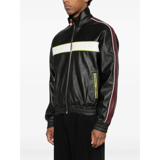 26SS 카사블랑카 가죽 자켓 SP26 JK 438 01 BLACK BLACK WHITE - CASABLANCA