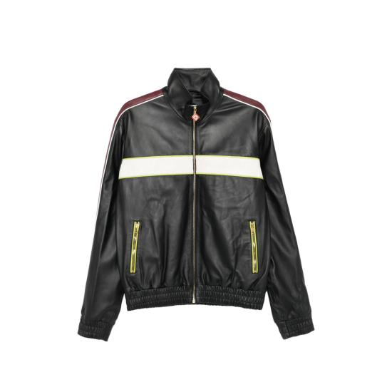 26SS 카사블랑카 가죽 자켓 SP26 JK 438 01 BLACK BLACK WHITE