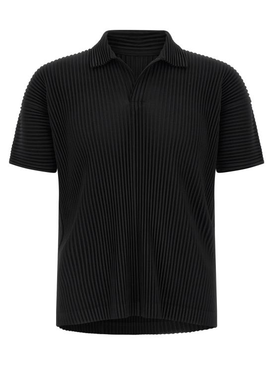 26SS 옴므 플리세 이세이 미야케 폴로 티셔츠 HP66JM53015 Black