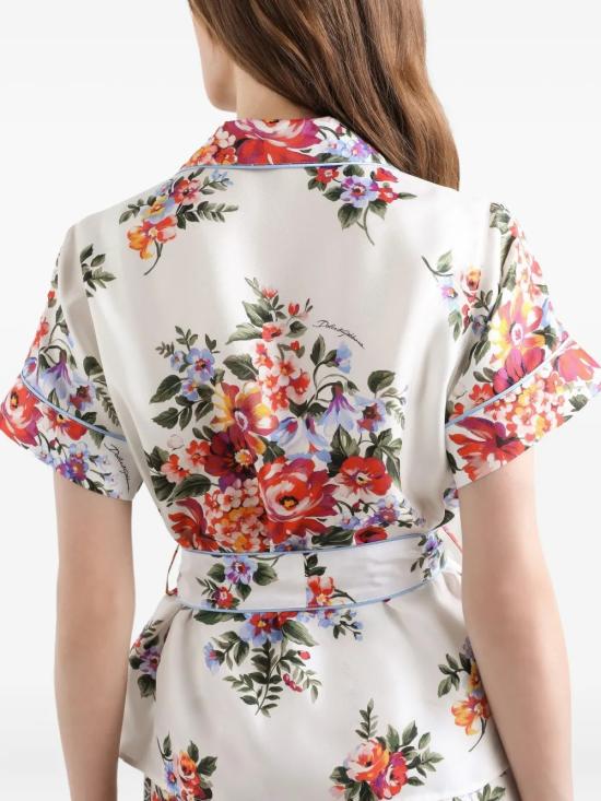 26SS 돌체앤가바나 플라워 부케 프린트 트윌 배니티 셔츠 F5S23T IS11IHA5ZO White - DOLCE & GABBANA