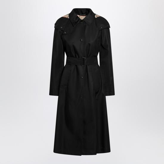 26SS 버버리 롱 나일론 후드 카 코트 8118730171490 Black