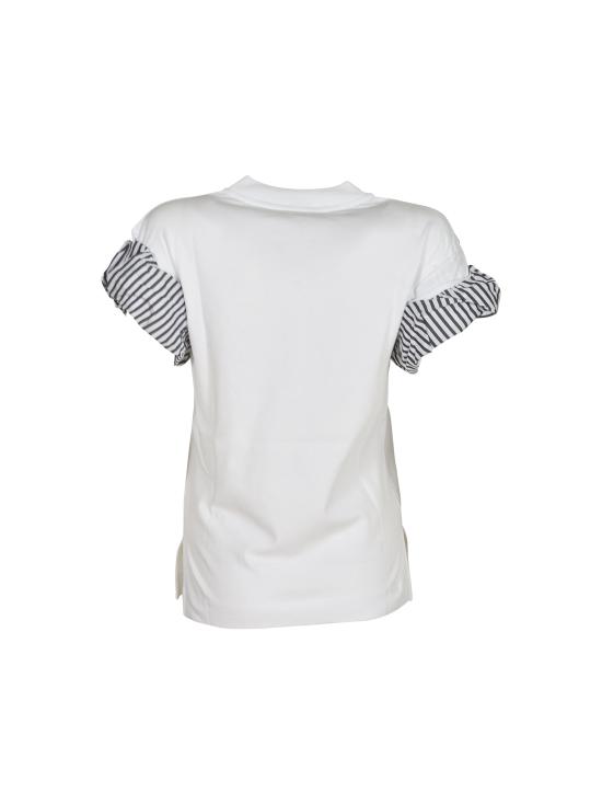 26SS 파투 페일 디테일 슬리브 티셔츠 JE225 9990 001W White - PATOU