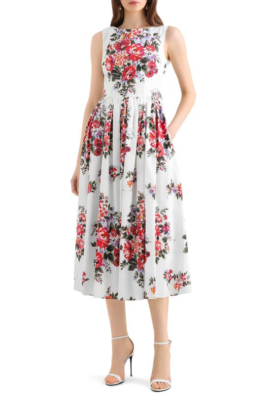 26SS 돌체앤가바나 미디 원피스 F612PTHS5UU HA5ZO Mazz fiori f bianco - DOLCE & GABBANA