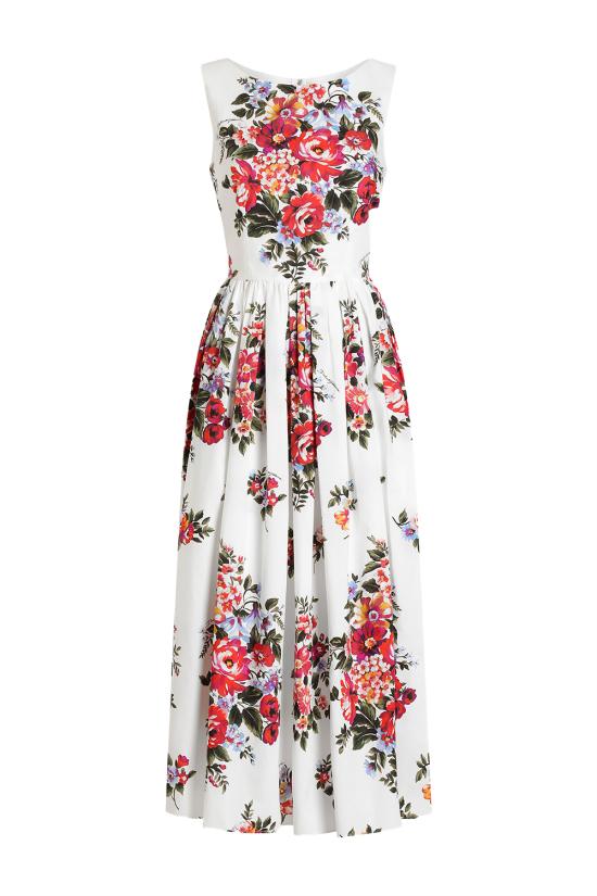 26SS 돌체앤가바나 미디 원피스 F612PTHS5UU HA5ZO Mazz fiori f bianco