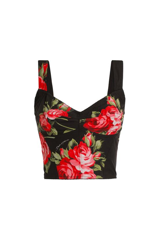 26SS 돌체앤가바나 민소매 티셔츠 F7BB1THS5UT HN5ZN Bouquet rose f nero