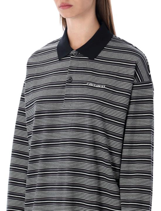 25FW 칼하트 WIP 폴로 티셔츠 I035530 37FXX BLACK STRIPED - CARHARTT WIP