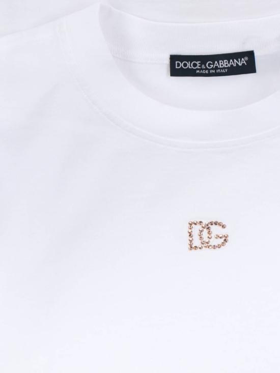 26SS 돌체앤가바나 DG 자수 & 라인스톤 저지 티셔츠 F8V42Z GDDL7W0800 White - DOLCE & GABBANA