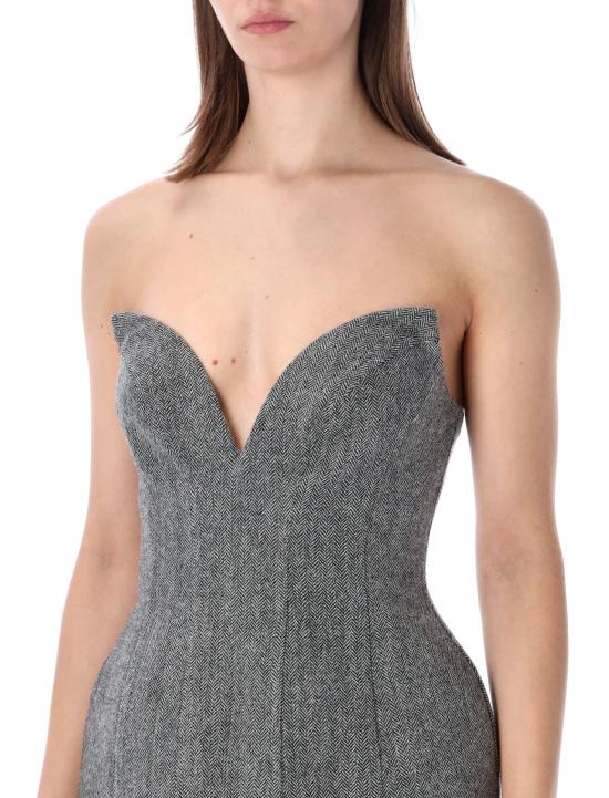 26SS 셀프 포트레이트 미디 원피스 RS26213SGR GREY HERRINGBONE GREY - SELF PORTRAIT