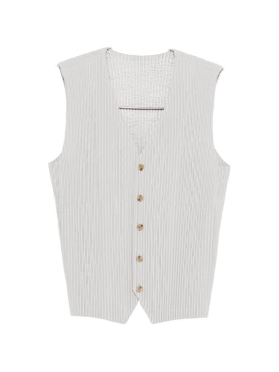 26SS 옴므 플리세 이세이 미야케 니트 베스트 HP66JE511 Light Grey