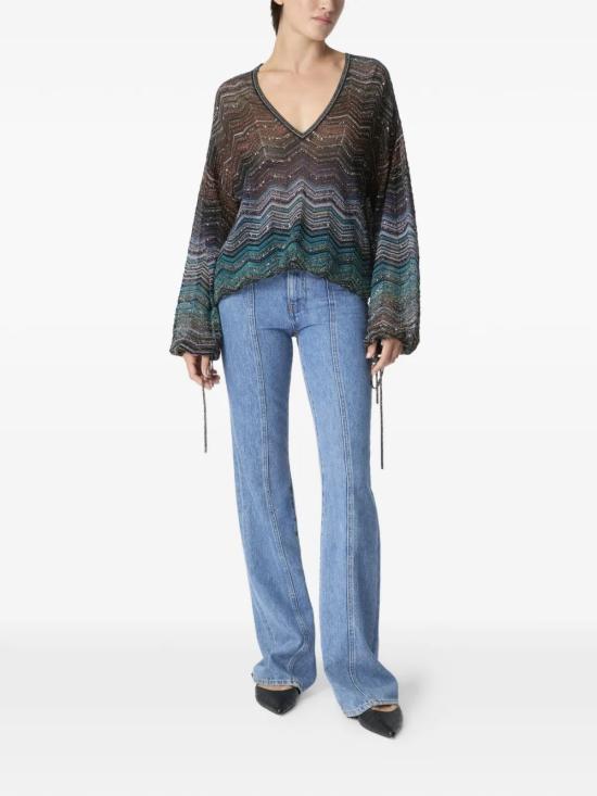 26SS 미소니 긴팔 티셔츠 DS26SJ0FBK01H9SM9ZT Blue - MISSONI