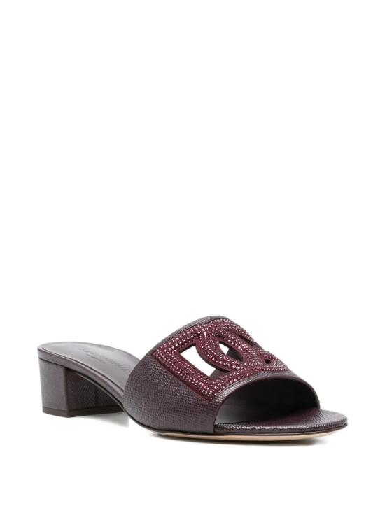 26SS 돌체앤가바나 스웨이드 라인스톤 도핀 카프스킨 뮬 CR1938 A02178Z340 Bordeaux - DOLCE & GABBANA