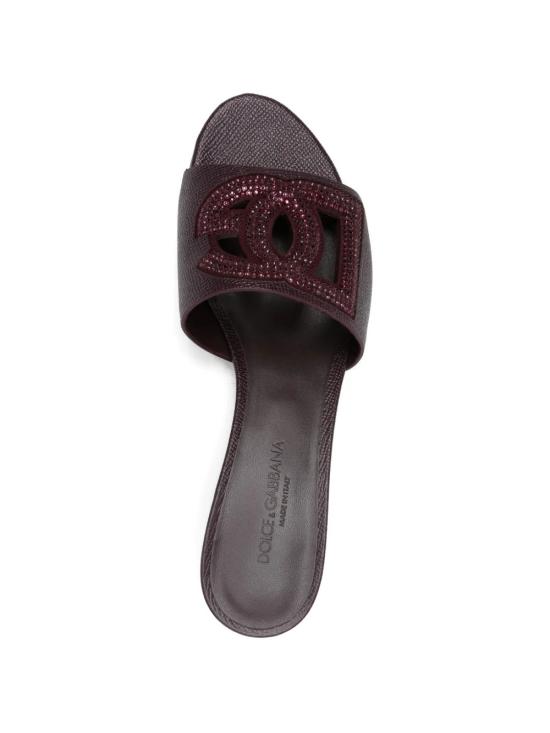 26SS 돌체앤가바나 스웨이드 라인스톤 도핀 카프스킨 뮬 CR1938 A02178Z340 Bordeaux - DOLCE & GABBANA