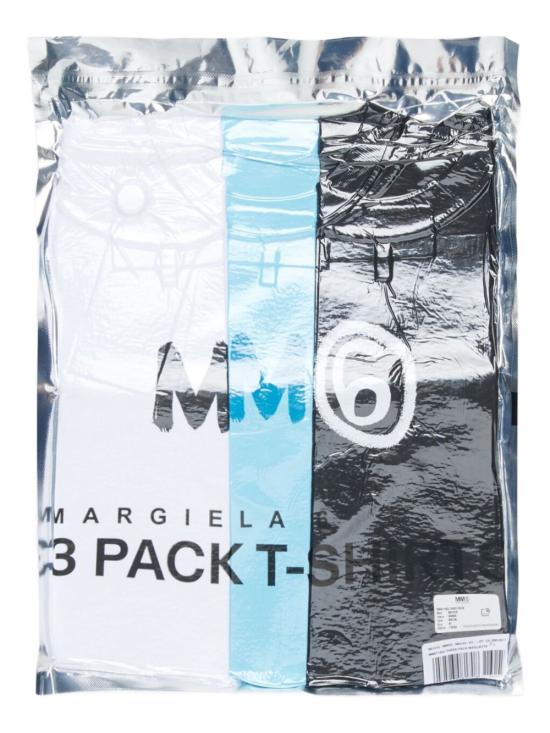 26SS [키즈] MM6 메종마르지엘라 티셔츠 M61016MM04I M6C49 Bianco nero azzurro - MM6 MAISON MARGIELA